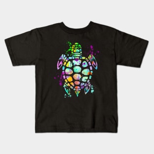 Turtle Watercolor Splash splatter Love Sea Turtles Kids T-Shirt
